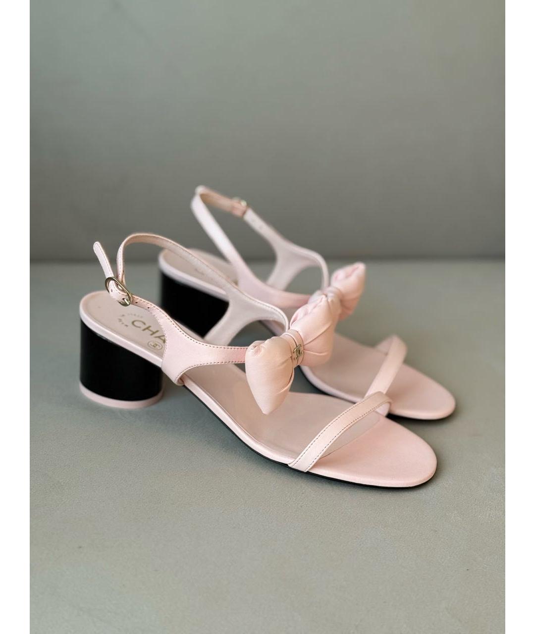 CHANEL Розовые кожаные босоножки, фото 6