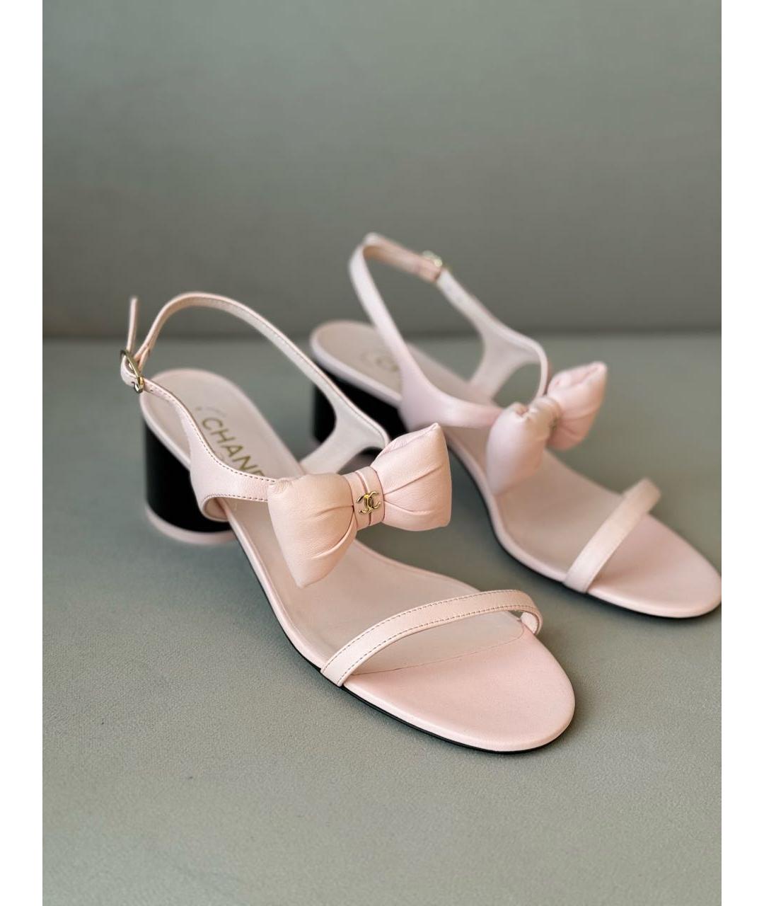 CHANEL Розовые кожаные босоножки, фото 8
