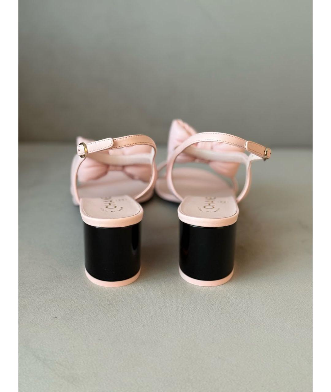 CHANEL Розовые кожаные босоножки, фото 7