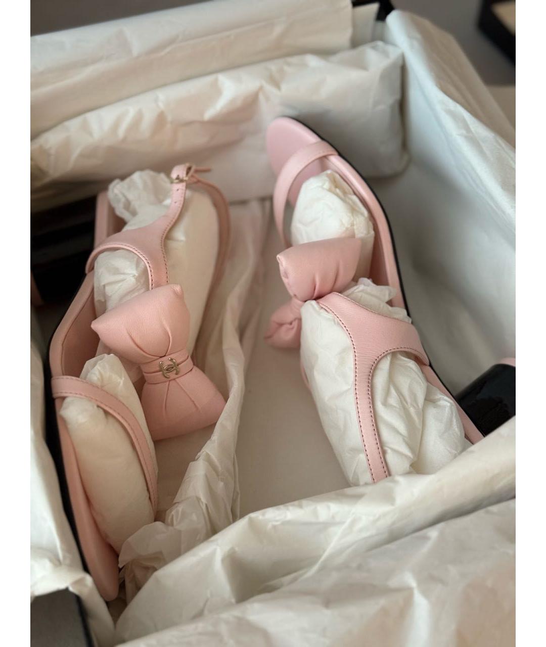 CHANEL Розовые кожаные босоножки, фото 4