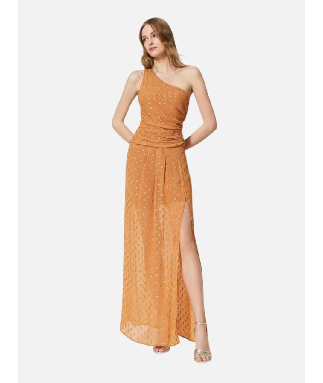 TWIN-SET Оранжевое вискозное платье, фото 2