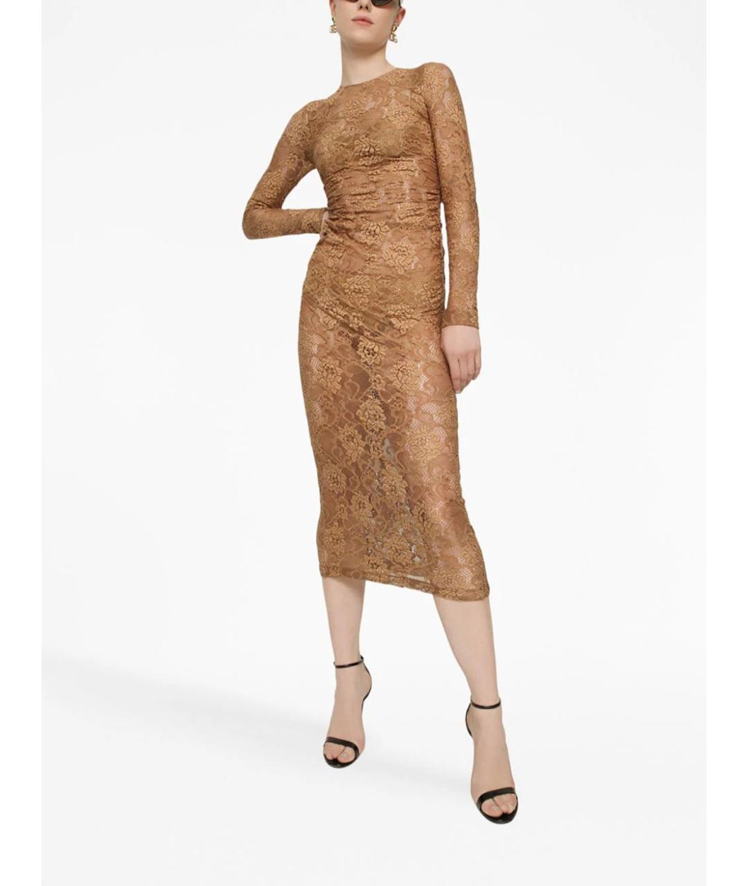 DOLCE&GABBANA Бежевое полиамидовое коктейльное платье, фото 2