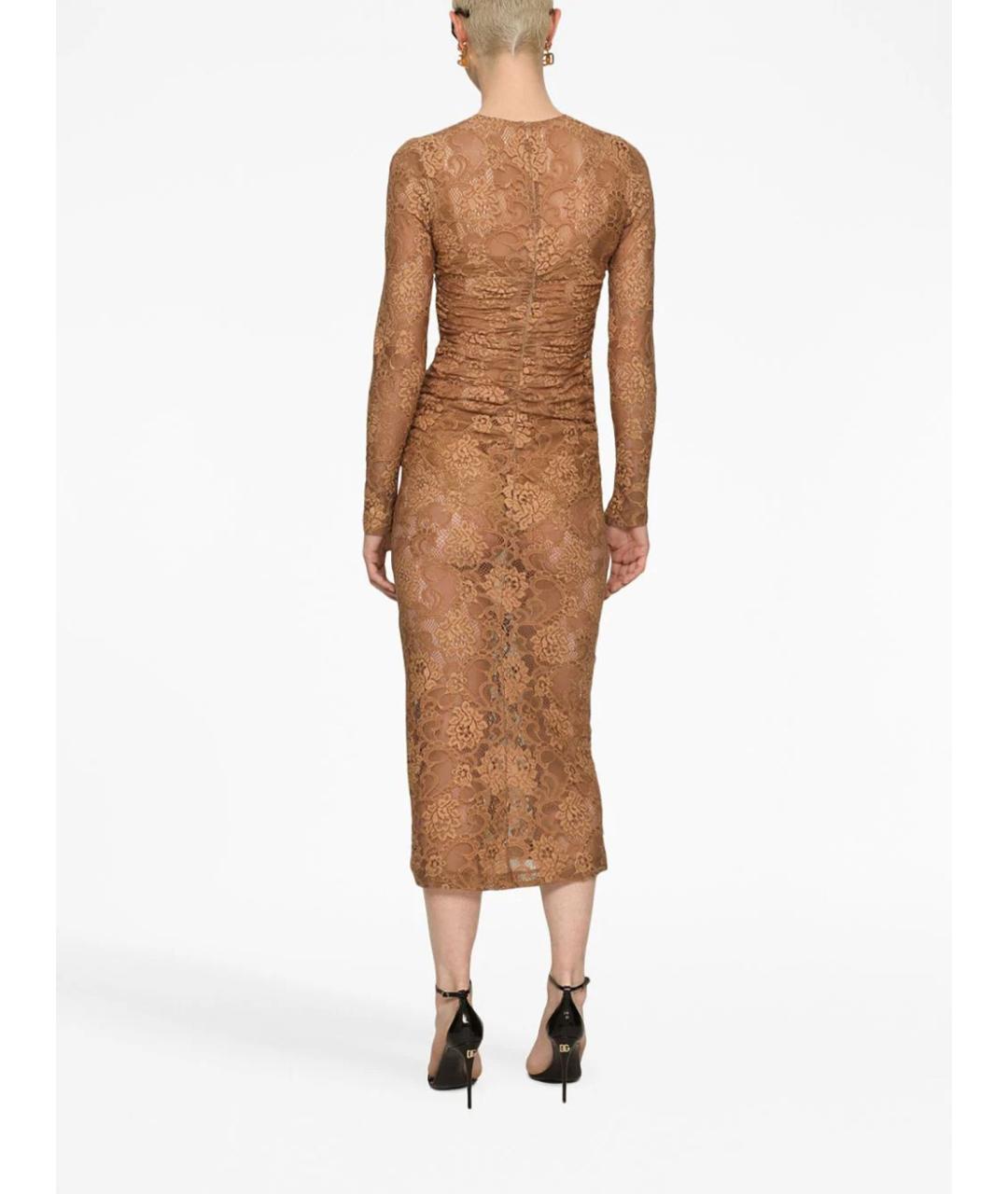 DOLCE&GABBANA Бежевое полиамидовое коктейльное платье, фото 3