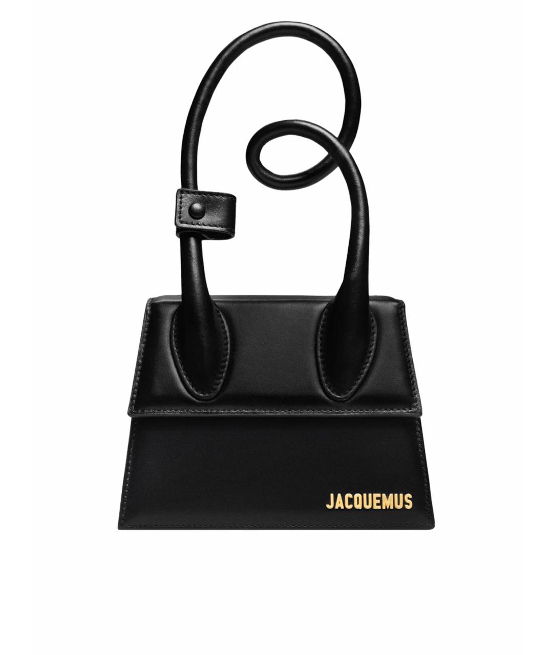 JACQUEMUS Черная кожаная сумка с короткими ручками, фото 1