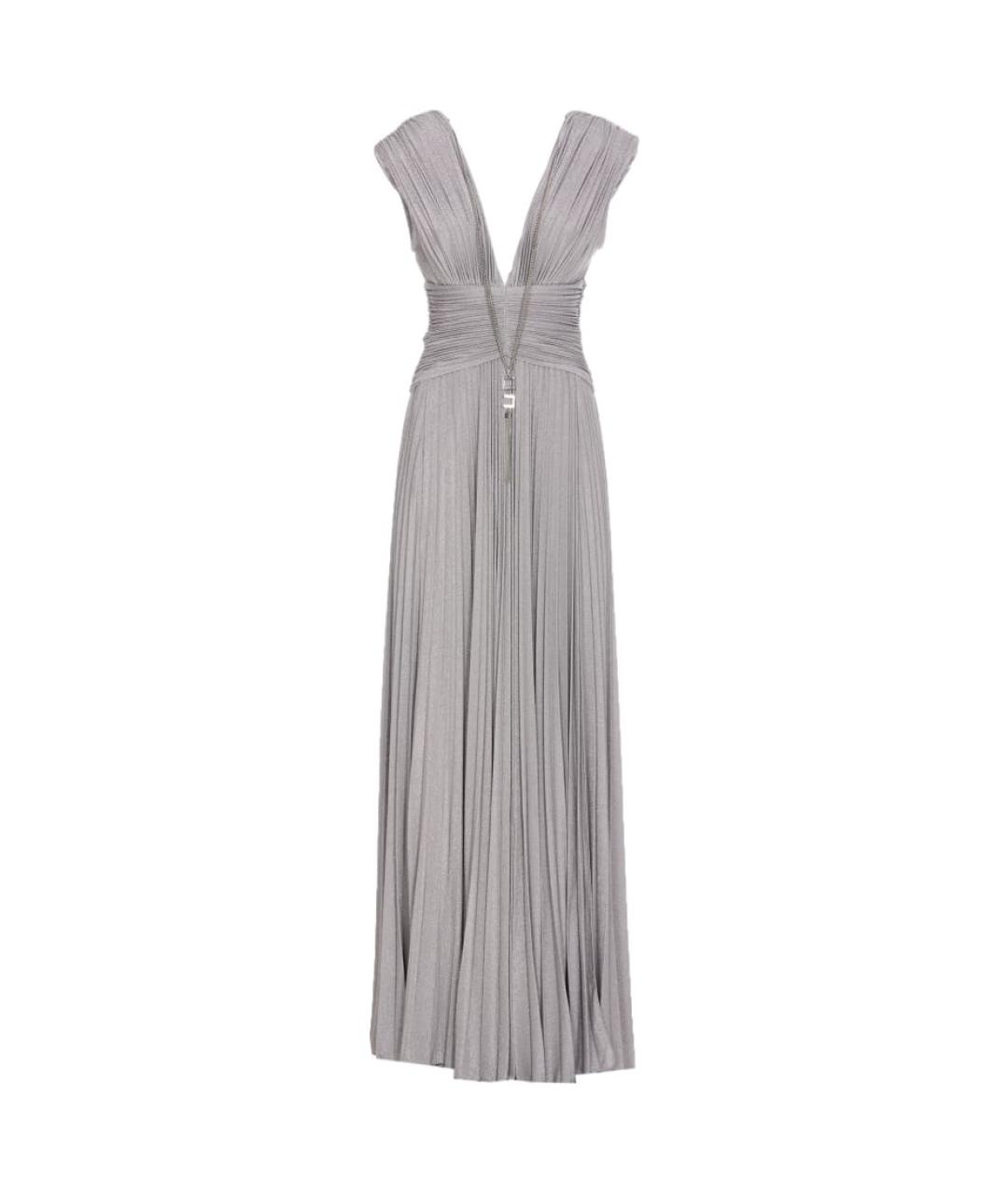 ELISABETTA FRANCHI Серебряное вискозное вечернее платье, фото 1