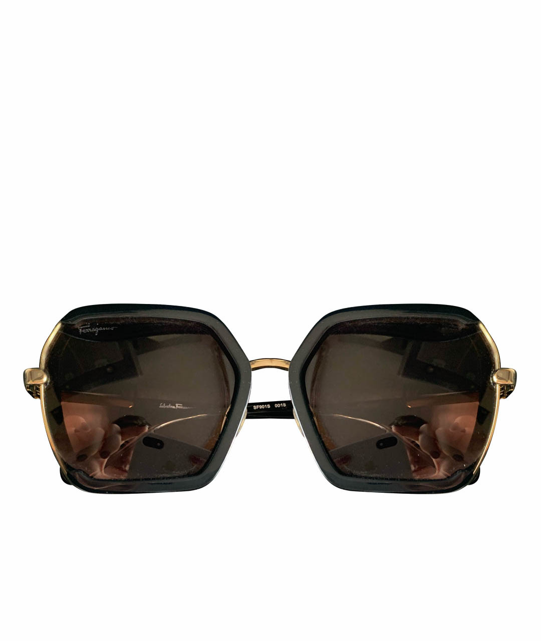 SALVATORE FERRAGAMO Черные пластиковые солнцезащитные очки, фото 1