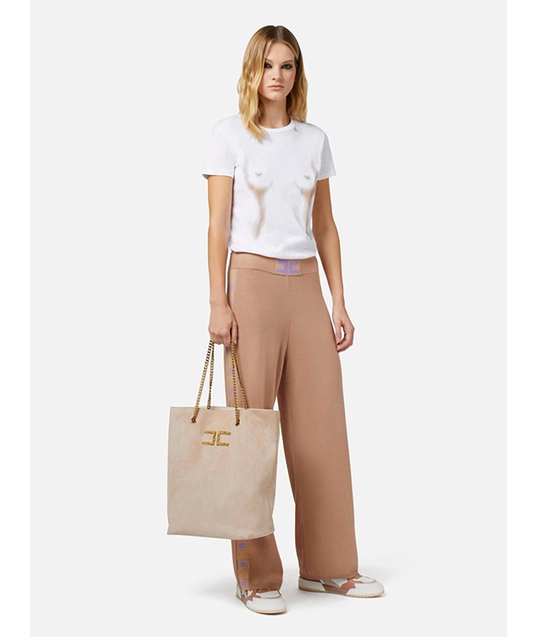 ELISABETTA FRANCHI Белая хлопковая футболка, фото 2