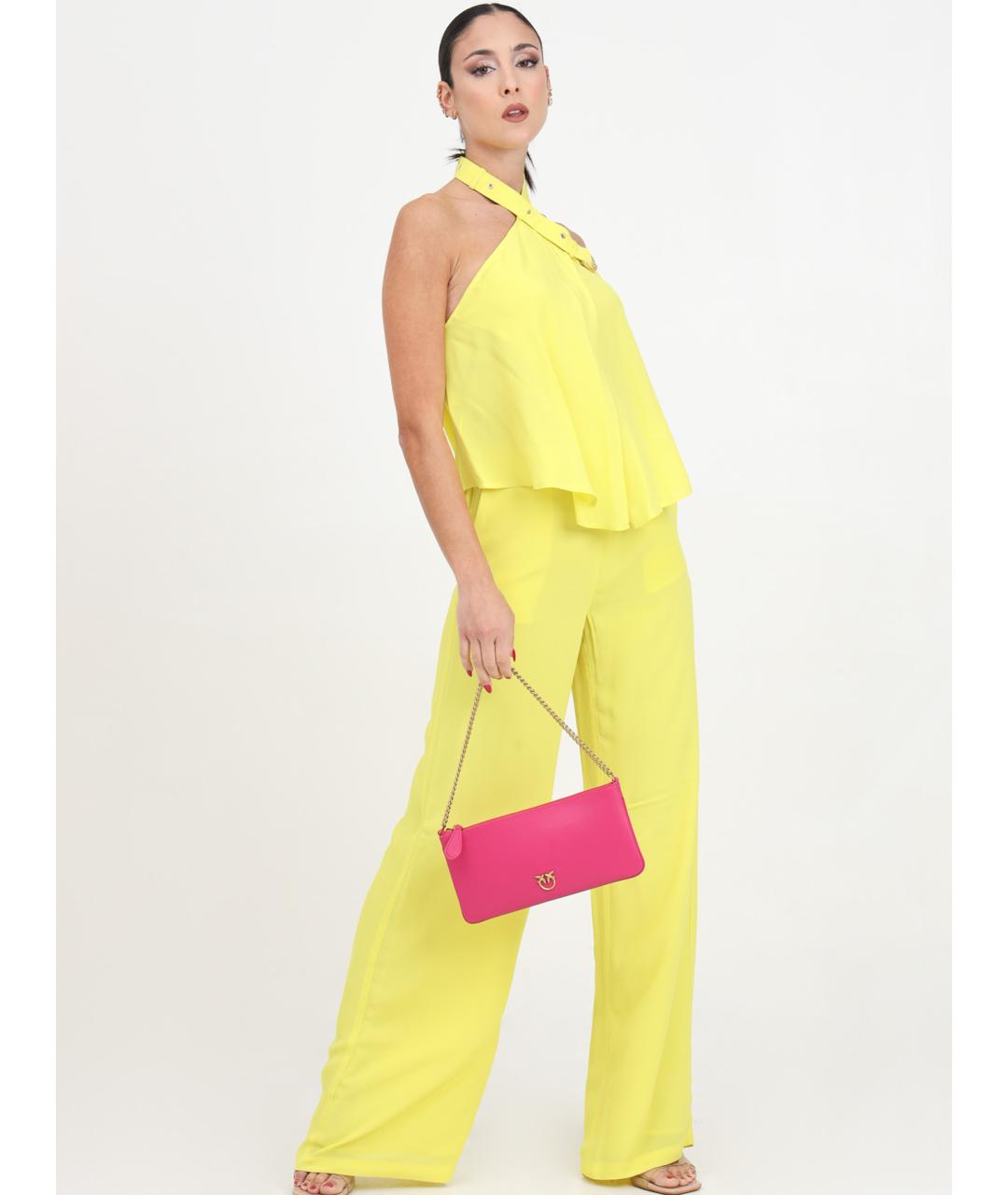 PINKO Желтые вискозные брюки широкие, фото 2