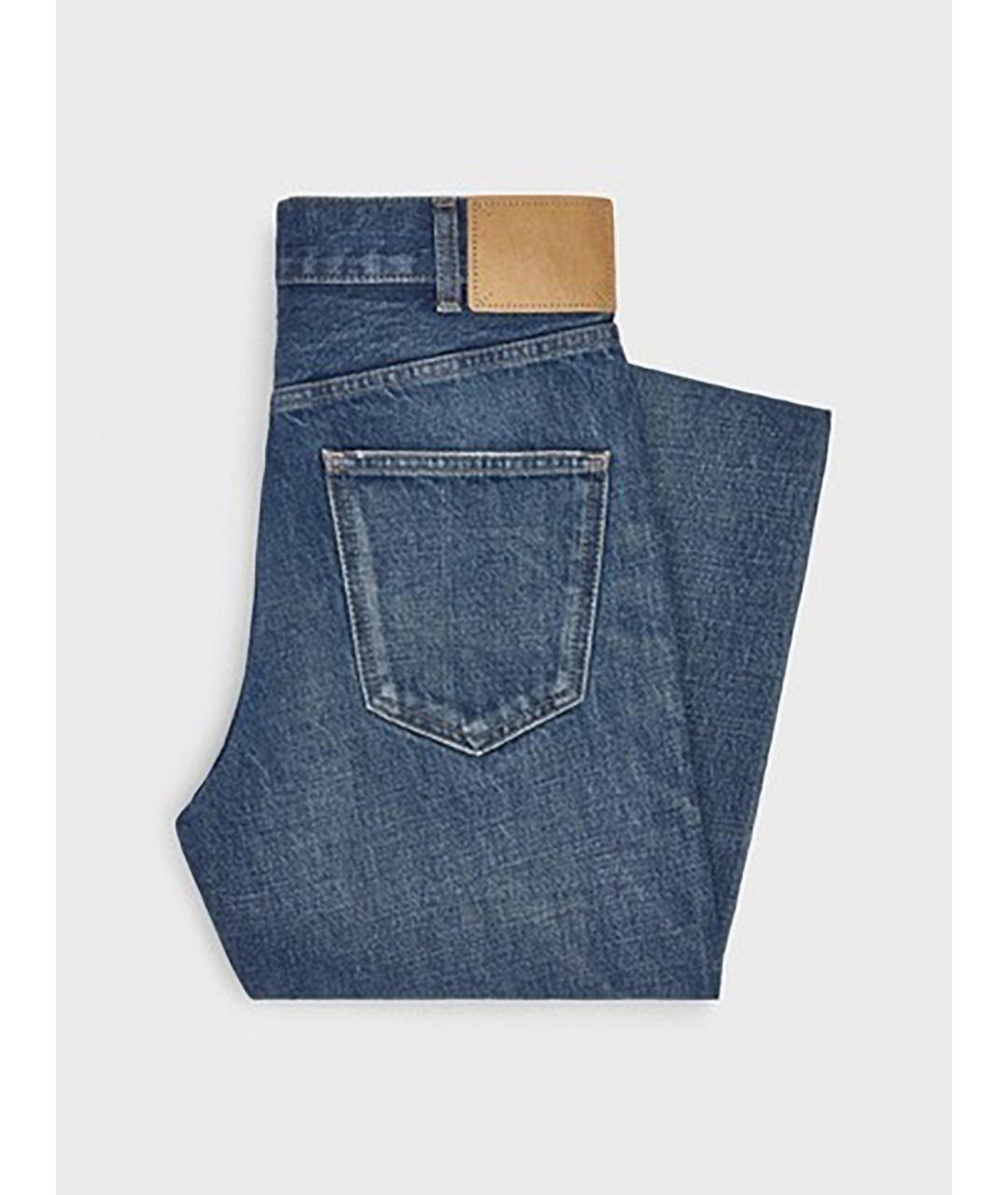 CELINE Синие хлопковые прямые джинсы, фото 2