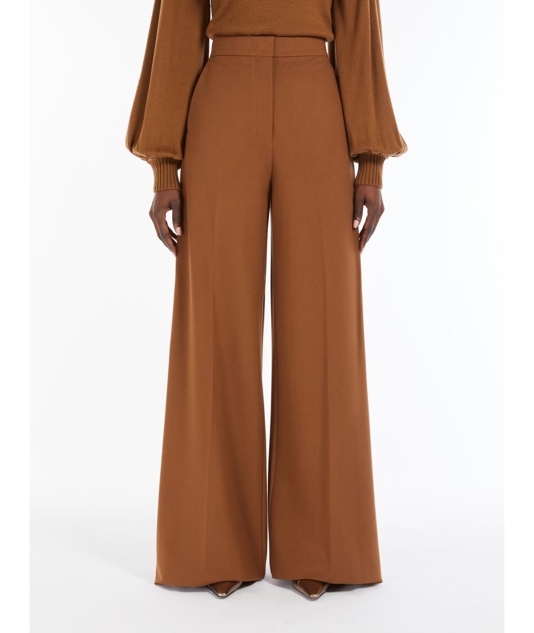 MAX MARA Коричневые вискозные брюки широкие, фото 3
