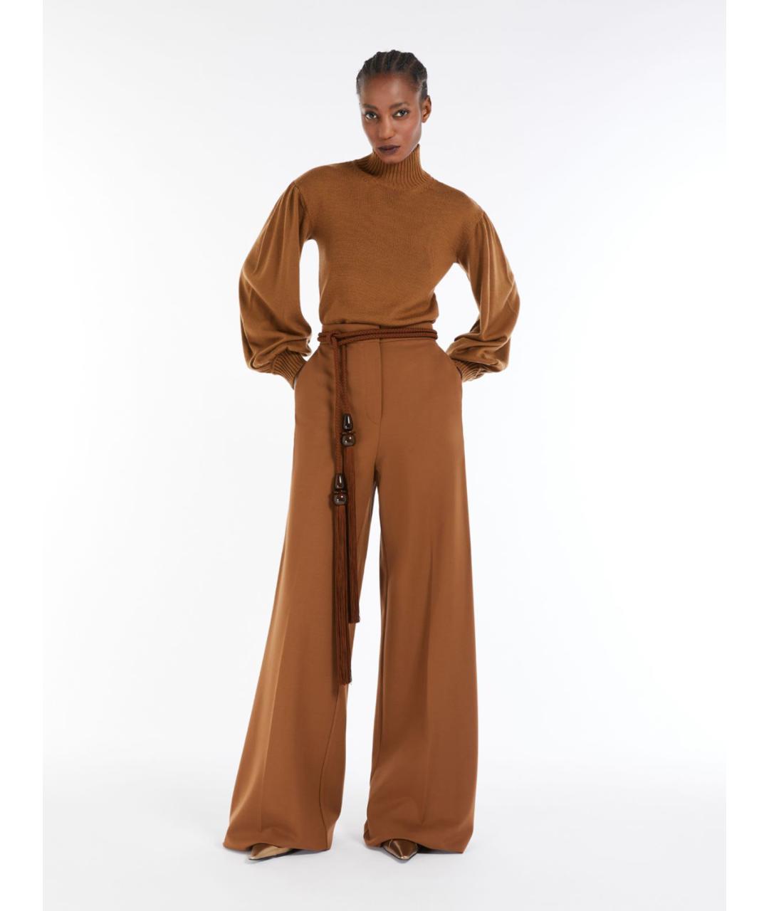 MAX MARA Коричневые вискозные брюки широкие, фото 2
