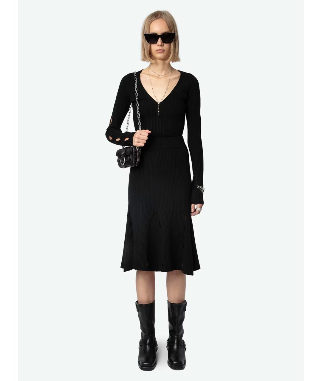 ZADIG & VOLTAIRE Черная шерстяная юбка миди, фото 2