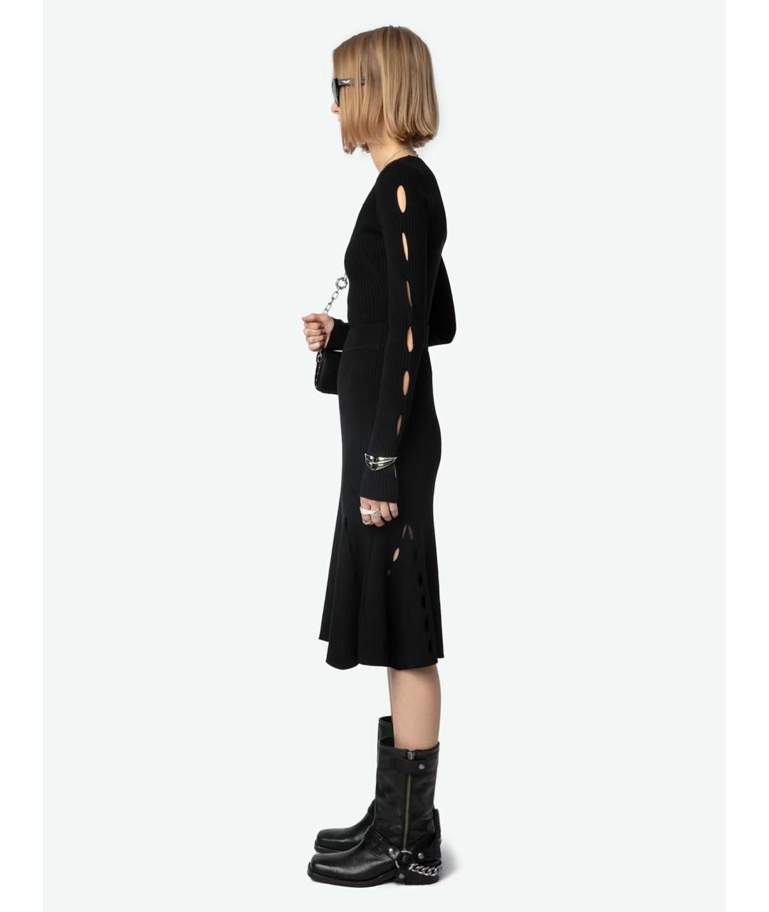 ZADIG & VOLTAIRE Черная шерстяная юбка миди, фото 5