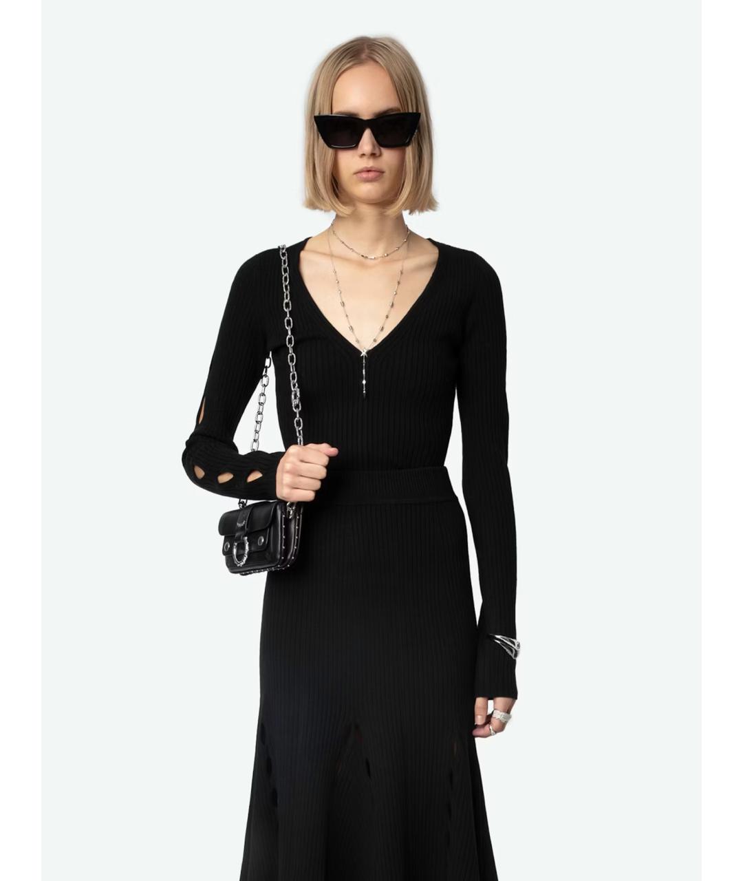 ZADIG & VOLTAIRE Черная шерстяная юбка миди, фото 4