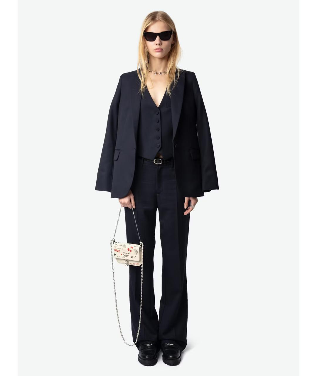 ZADIG & VOLTAIRE Синие шерстяные брюки широкие, фото 3