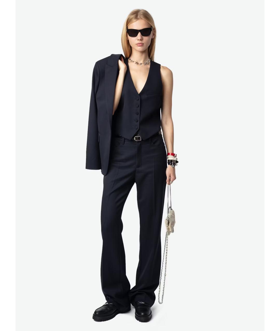 ZADIG & VOLTAIRE Синие шерстяные брюки широкие, фото 4