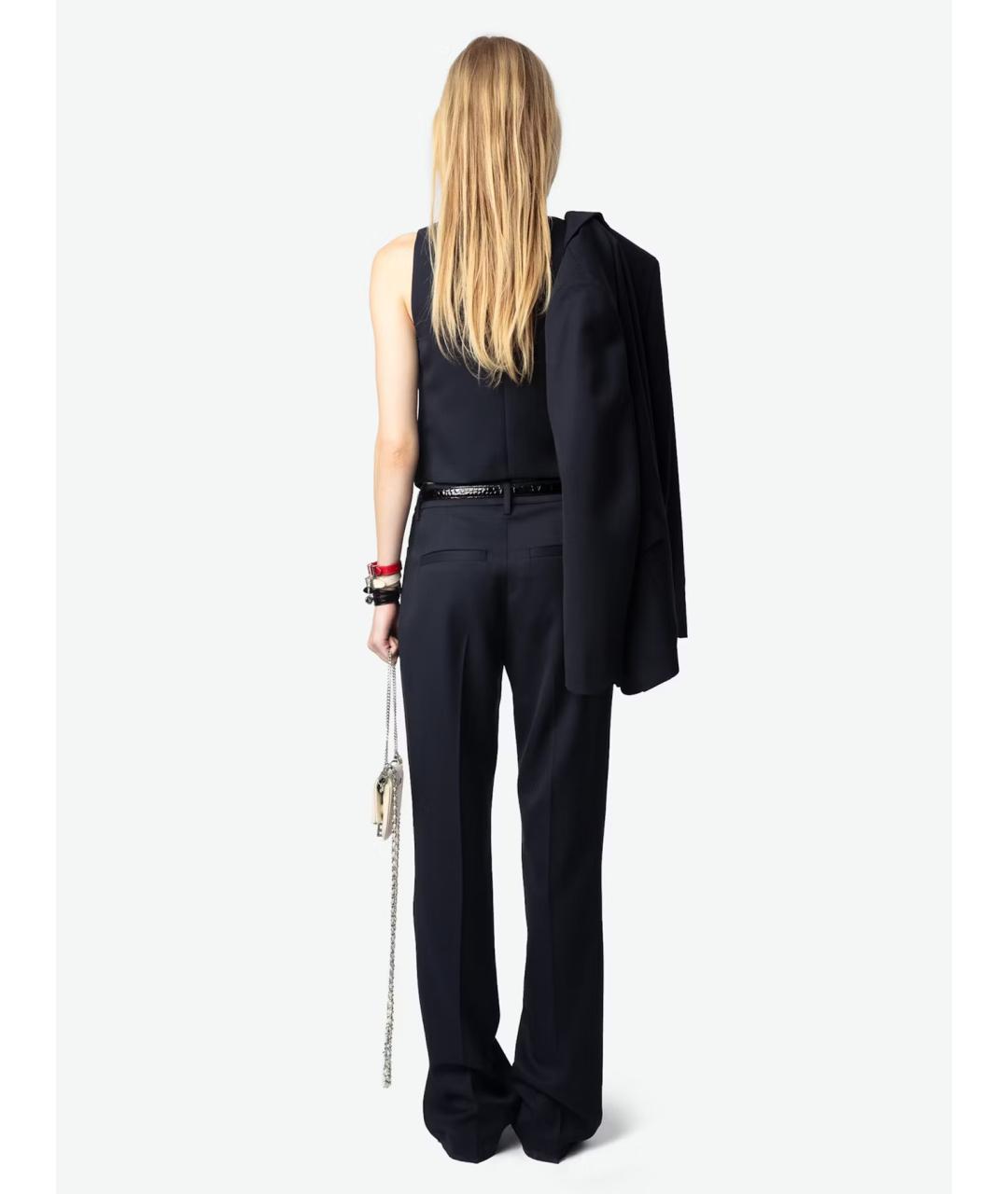 ZADIG & VOLTAIRE Синие шерстяные брюки широкие, фото 6