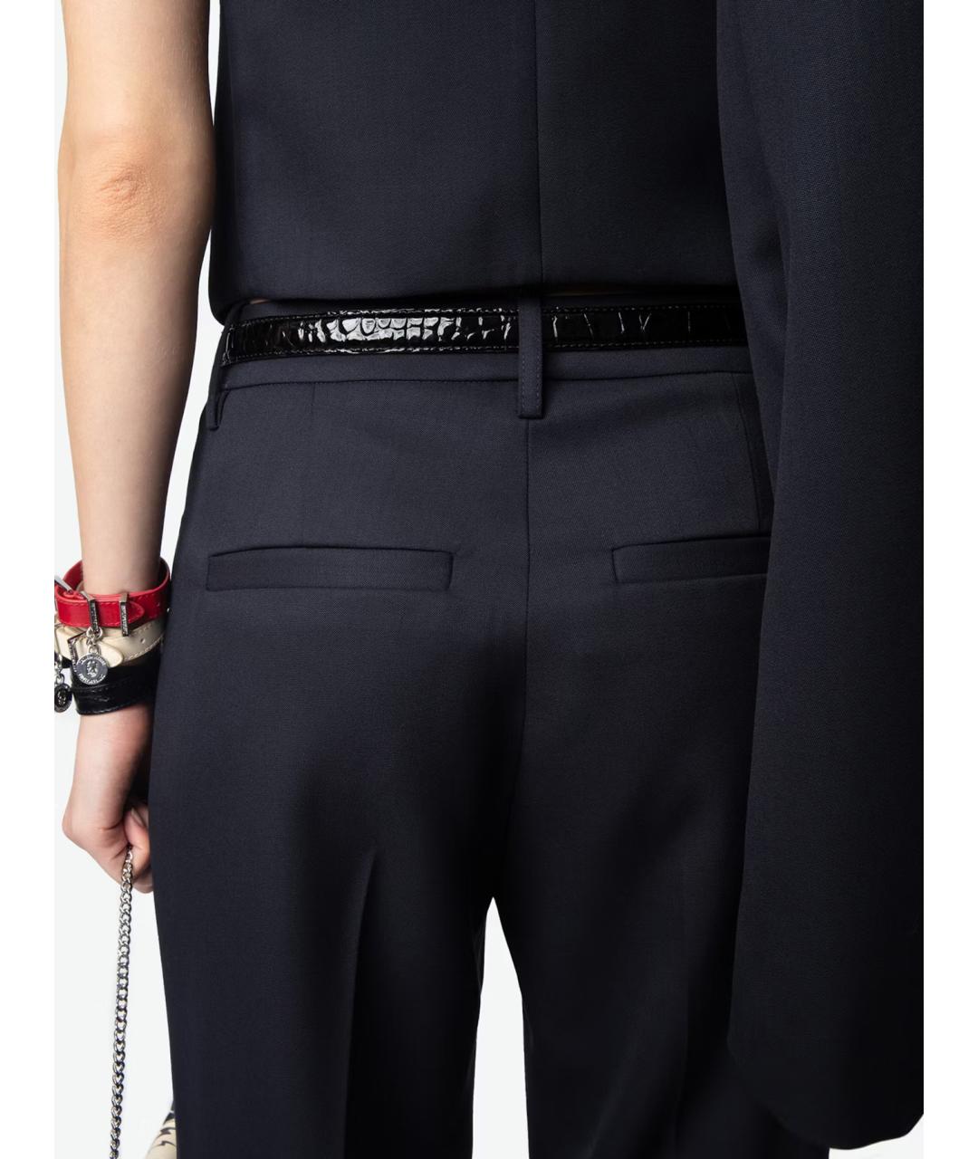 ZADIG & VOLTAIRE Синие шерстяные брюки широкие, фото 7