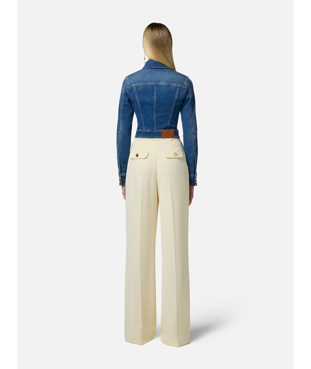 ELISABETTA FRANCHI Синяя хлопковая куртка, фото 5