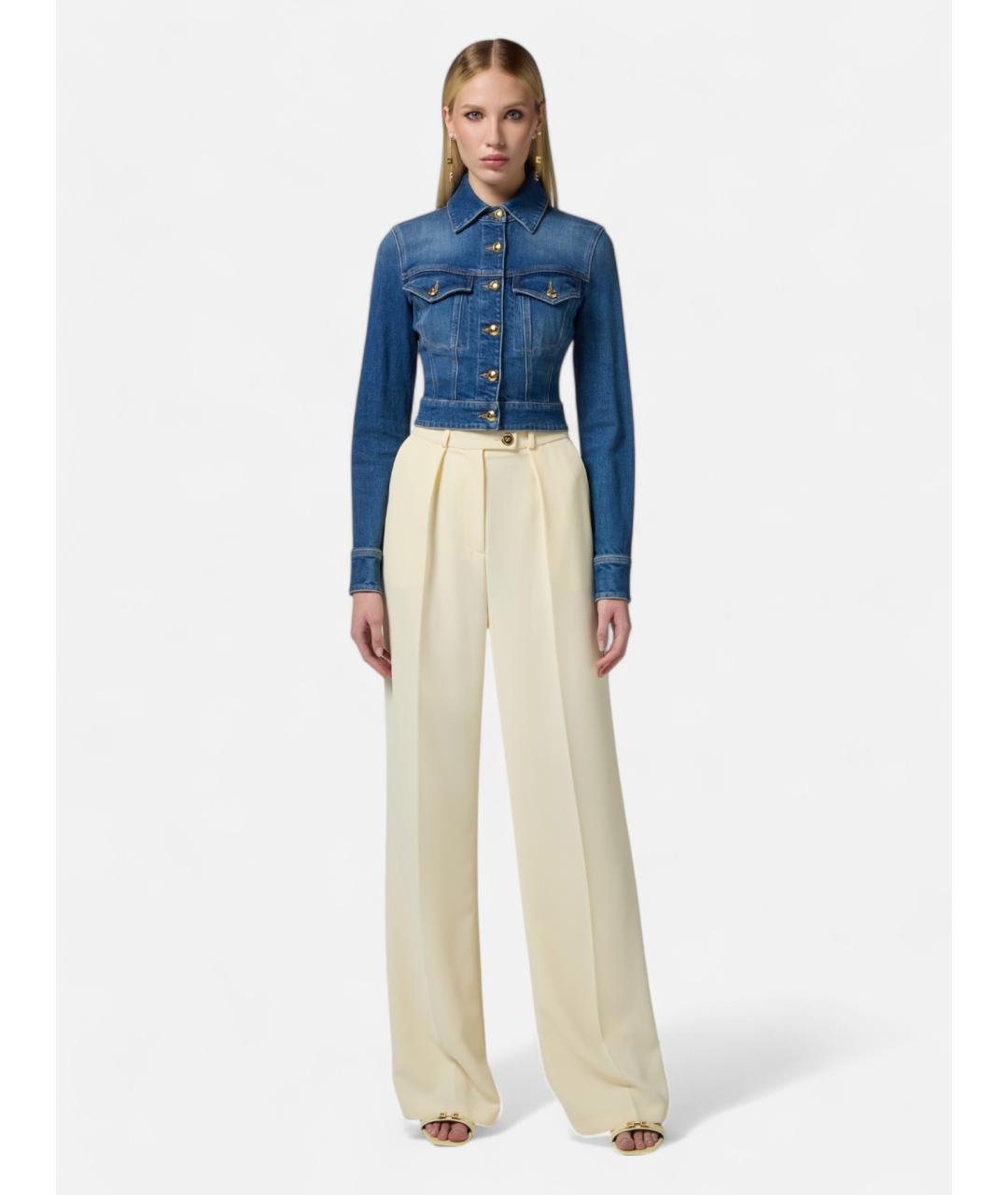 ELISABETTA FRANCHI Синяя хлопковая куртка, фото 2