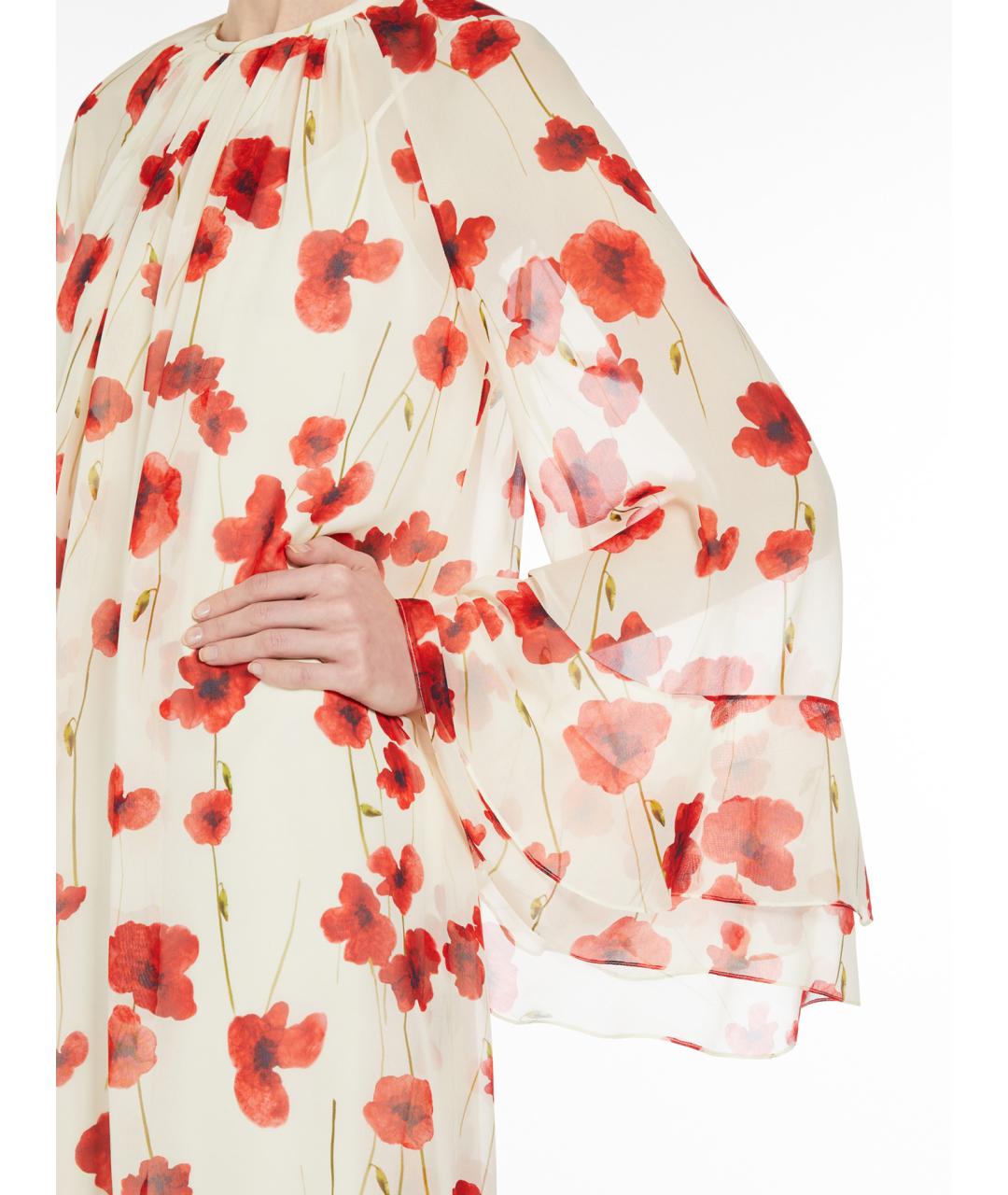 MAX MARA STUDIO Красное шелковое повседневное платье, фото 4