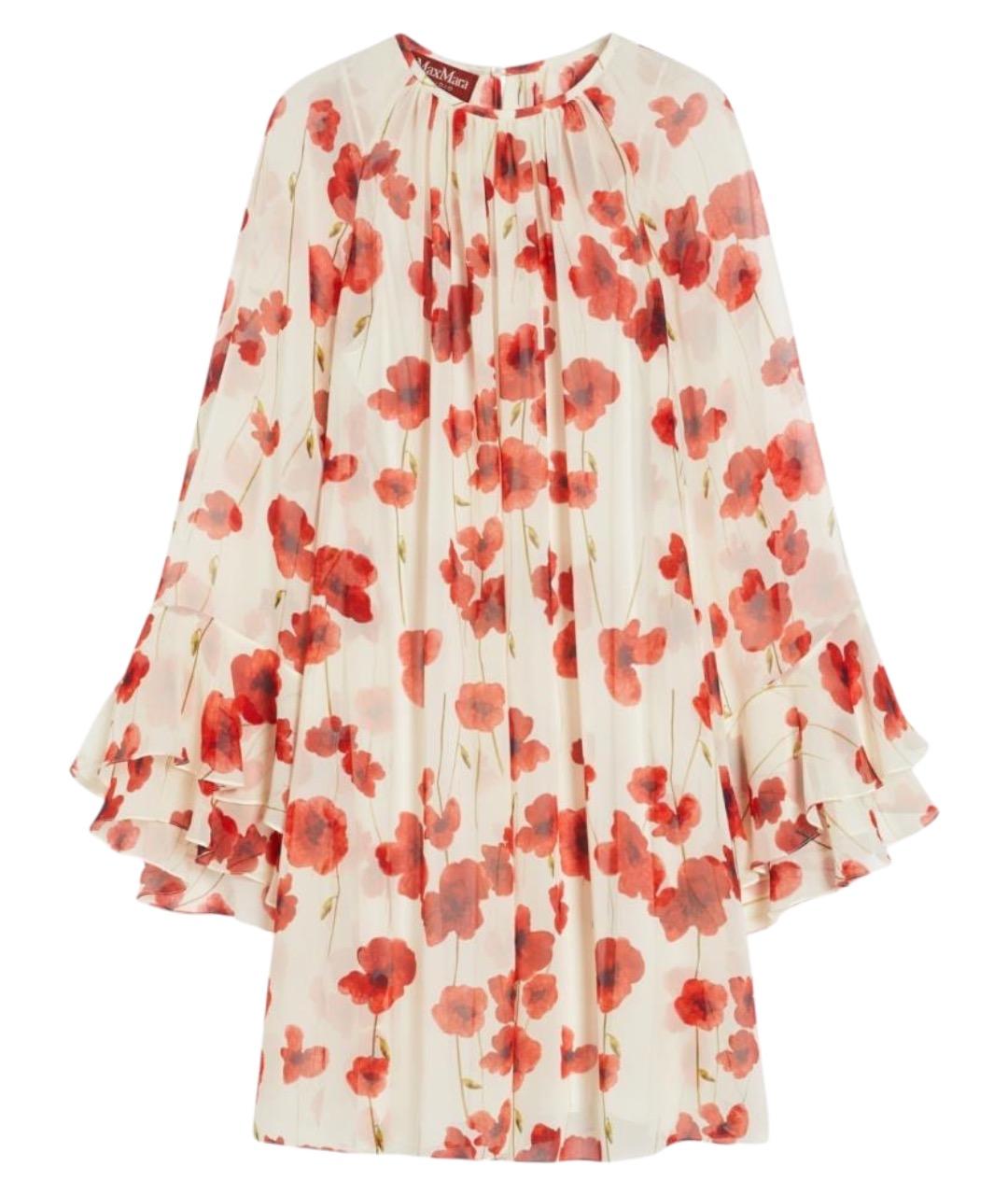 MAX MARA STUDIO Красное шелковое повседневное платье, фото 1