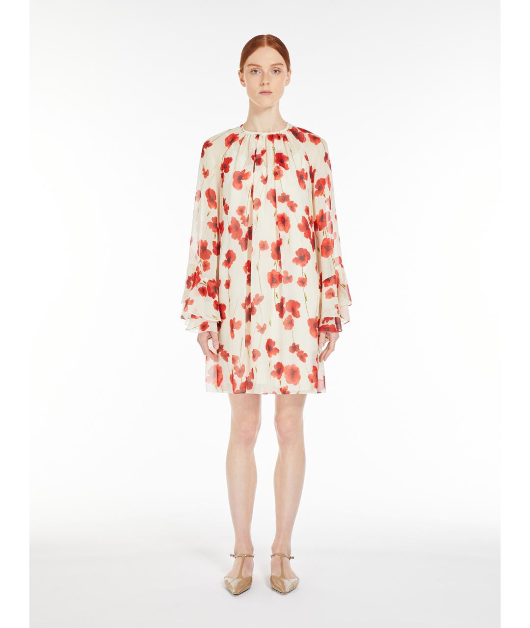 MAX MARA STUDIO Красное шелковое повседневное платье, фото 2