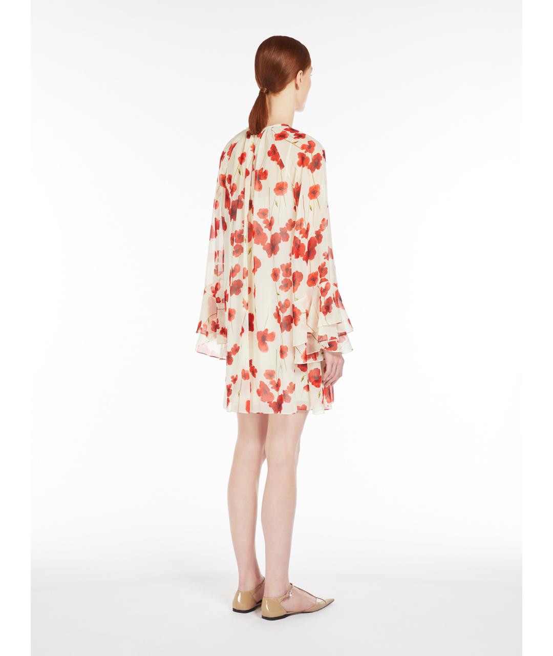 MAX MARA STUDIO Красное шелковое повседневное платье, фото 3