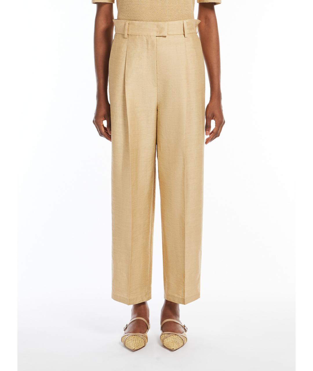 MAX MARA Бежевые льняные прямые брюки, фото 2