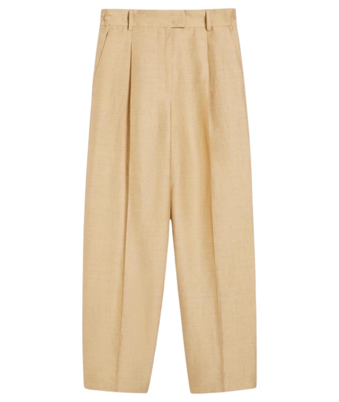 MAX MARA Бежевые льняные прямые брюки, фото 1