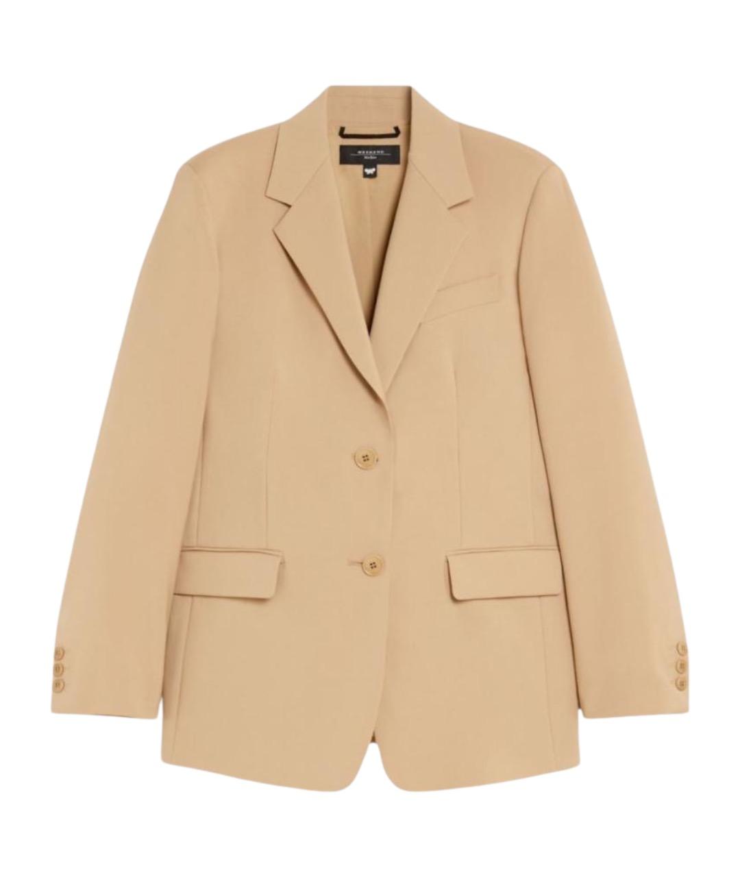 WEEKEND MAX MARA Бежевый шерстяной жакет/пиджак, фото 1