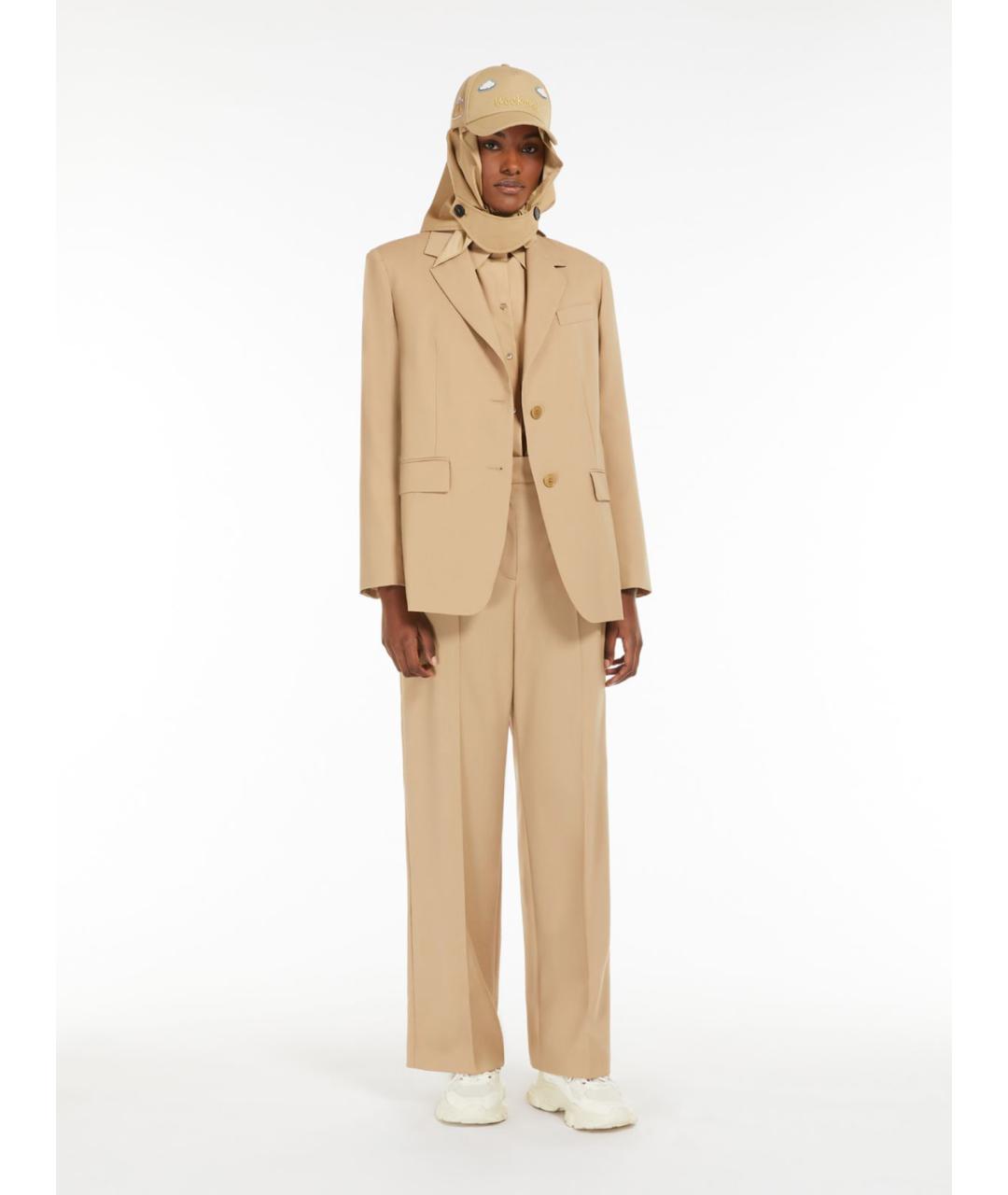 WEEKEND MAX MARA Бежевый шерстяной жакет/пиджак, фото 4