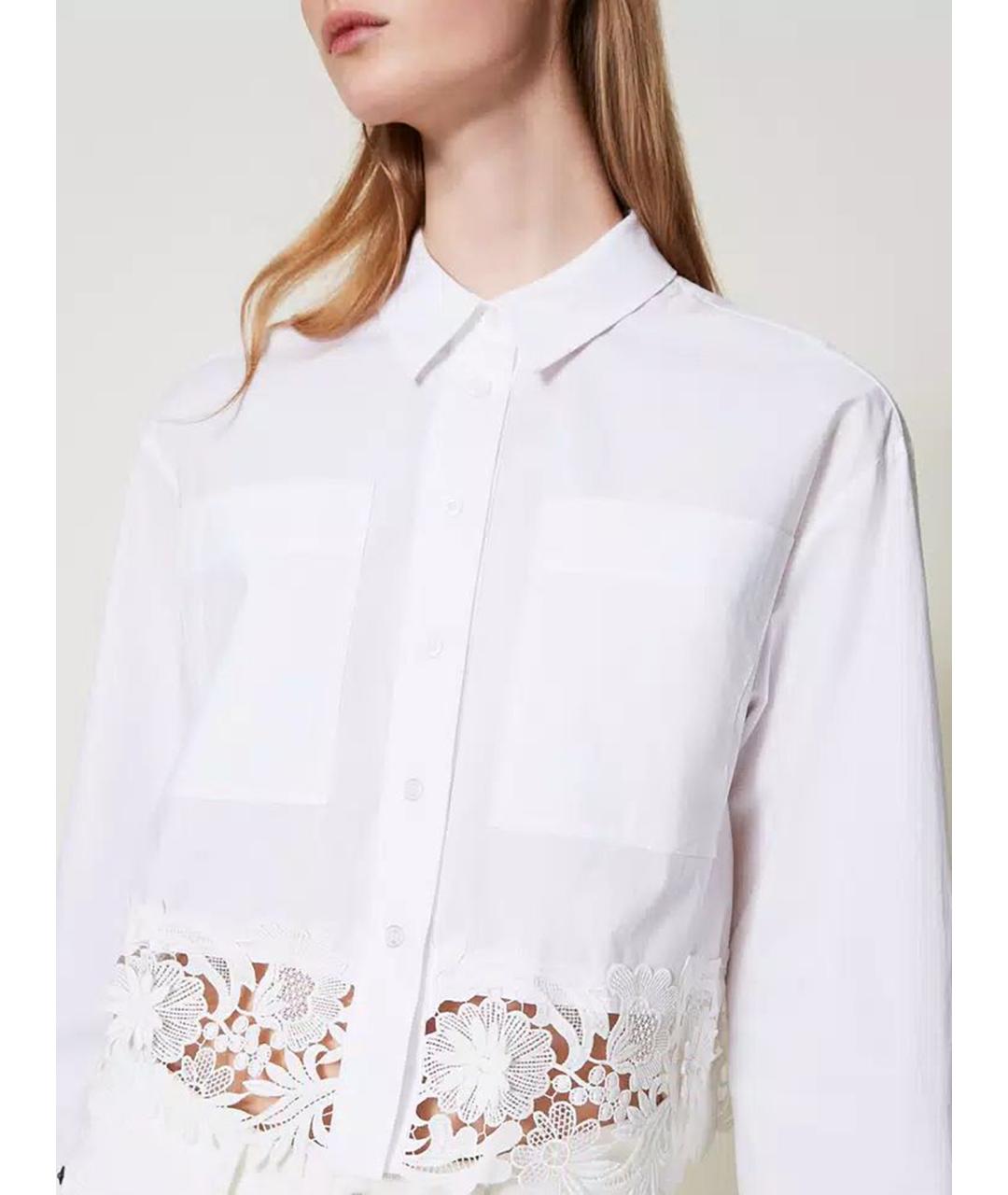 TWIN-SET Белая хлопковая рубашка, фото 5