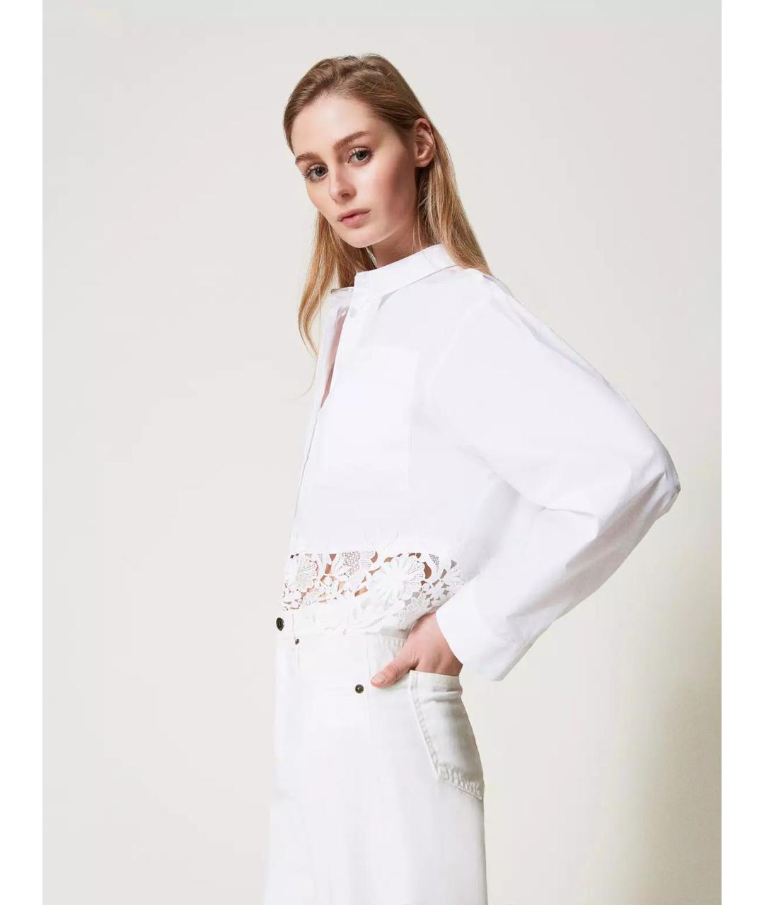 TWIN-SET Белая хлопковая рубашка, фото 3