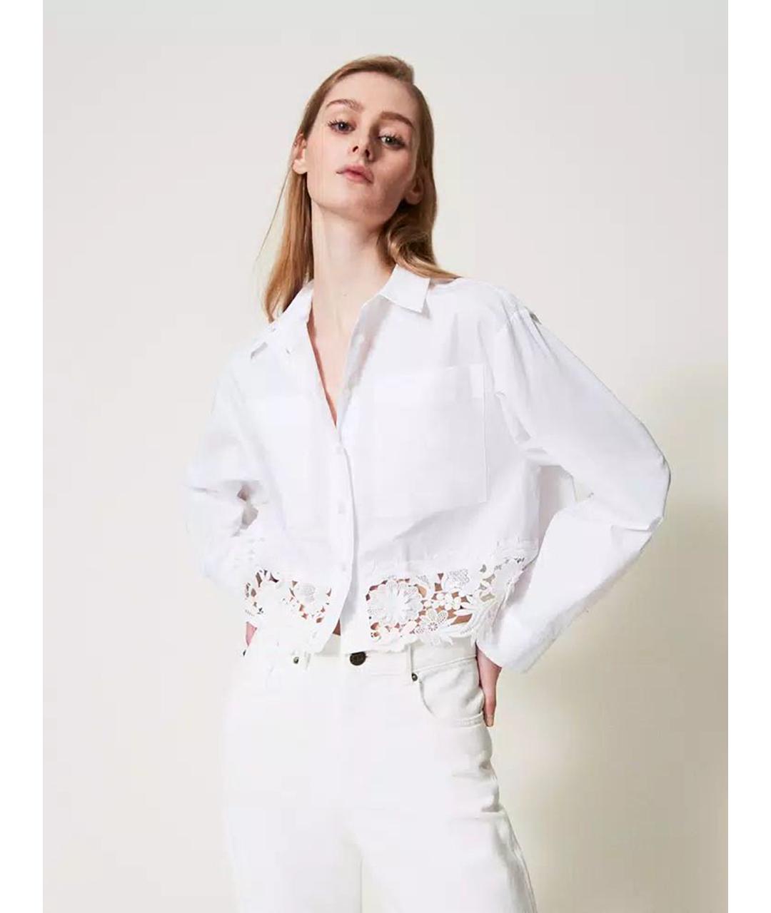 TWIN-SET Белая хлопковая рубашка, фото 2