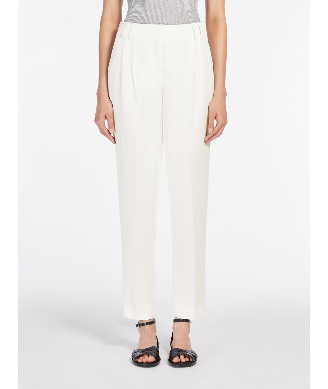 MAX MARA STUDIO Белые вискозные прямые брюки, фото 5