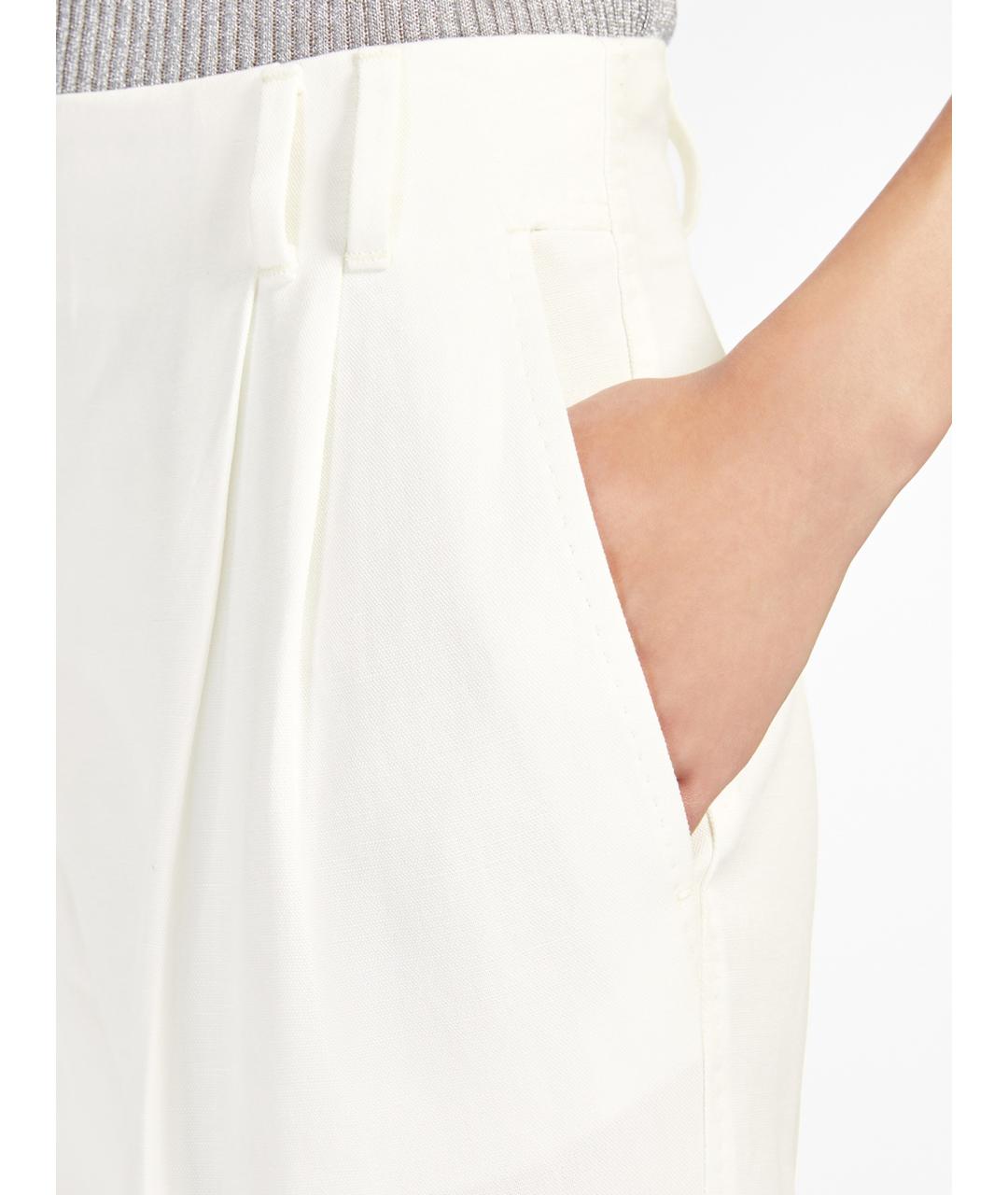 MAX MARA STUDIO Белые вискозные прямые брюки, фото 4