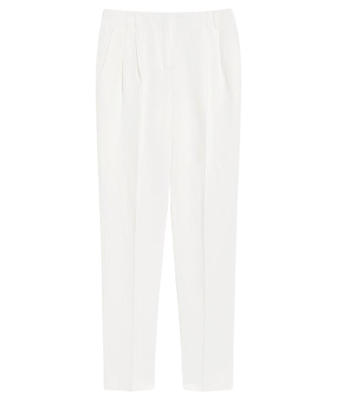 MAX MARA STUDIO Белые вискозные прямые брюки, фото 1