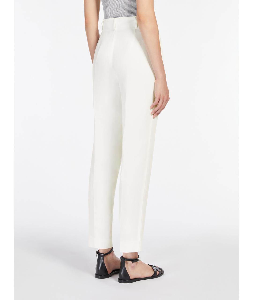 MAX MARA STUDIO Белые вискозные прямые брюки, фото 3