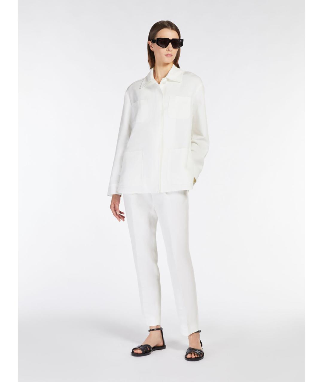 MAX MARA STUDIO Белые вискозные прямые брюки, фото 2