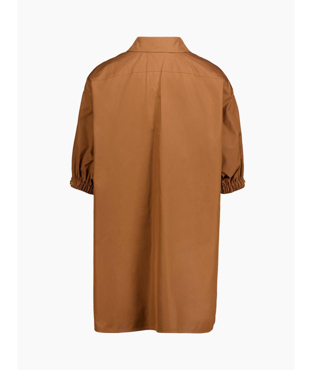 MAX MARA Коричневая хлопковая рубашка, фото 2