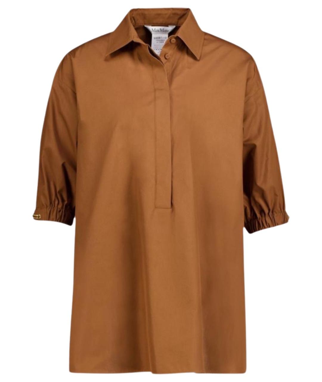 MAX MARA Коричневая хлопковая рубашка, фото 1
