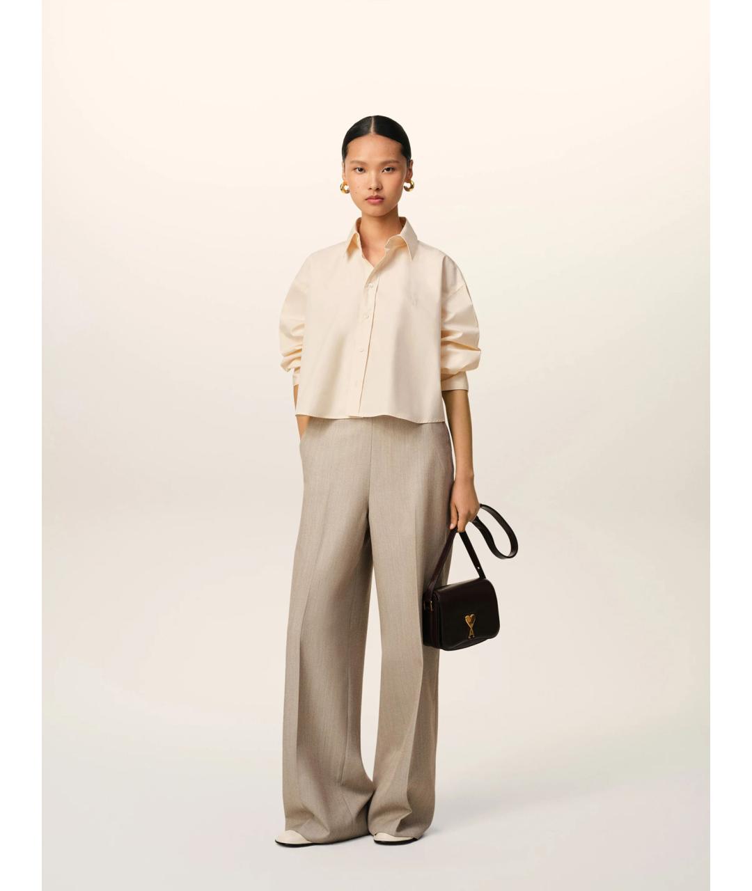 Ami Paris Бежевая хлопковая рубашка, фото 2