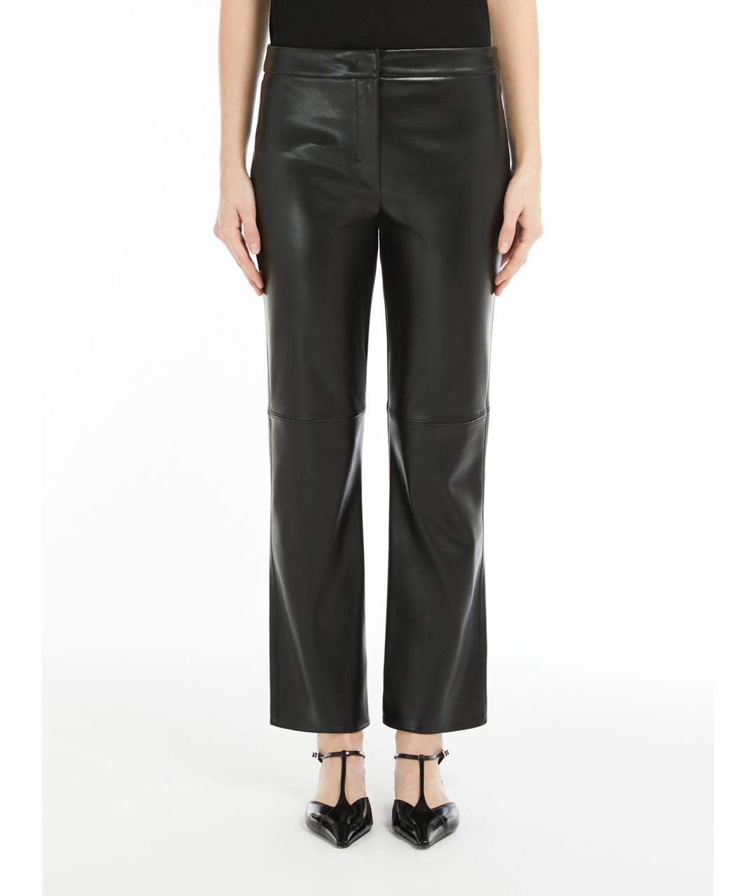 'S MAX MARA Черные полиэстеровые прямые брюки, фото 2