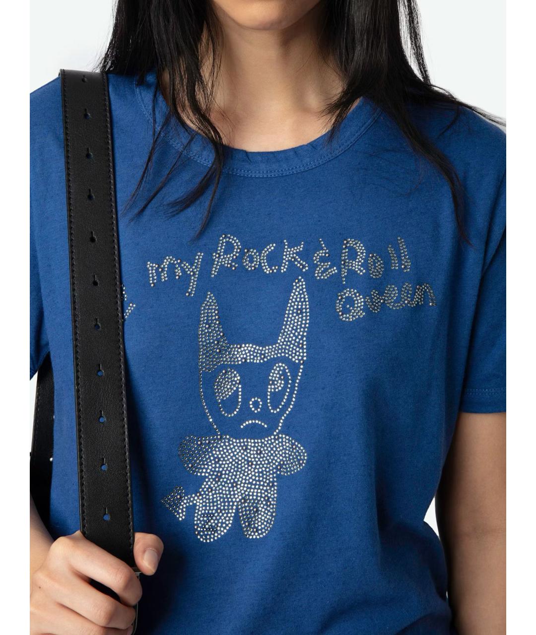ZADIG & VOLTAIRE Синяя хлопковая футболка, фото 6