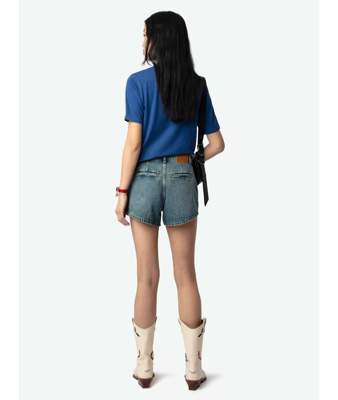 ZADIG & VOLTAIRE Синяя хлопковая футболка, фото 4