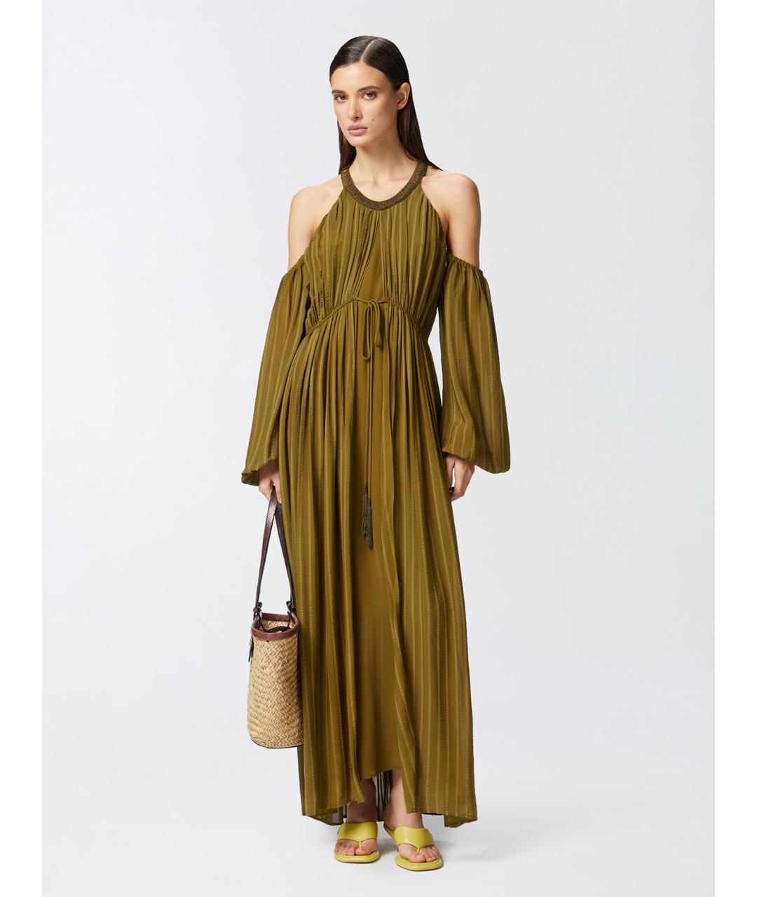 PINKO Зеленые вискозное повседневное платье, фото 2