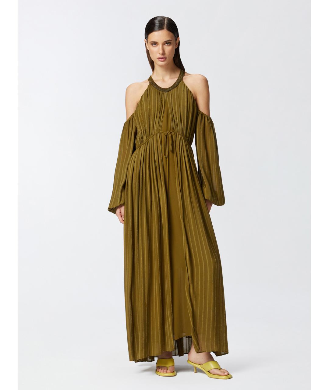 PINKO Зеленые вискозное повседневное платье, фото 3