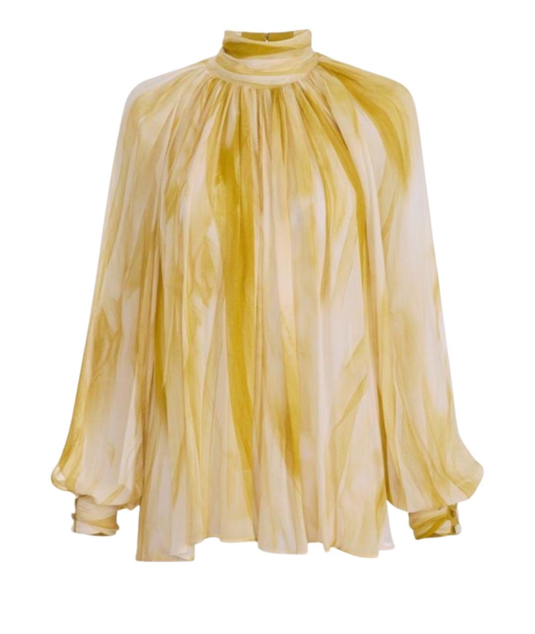 ELISABETTA FRANCHI Желтая креповая блузы, фото 1
