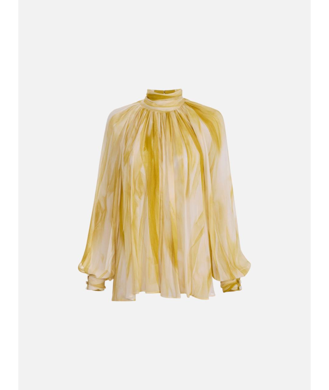 ELISABETTA FRANCHI Желтая креповая блузы, фото 6